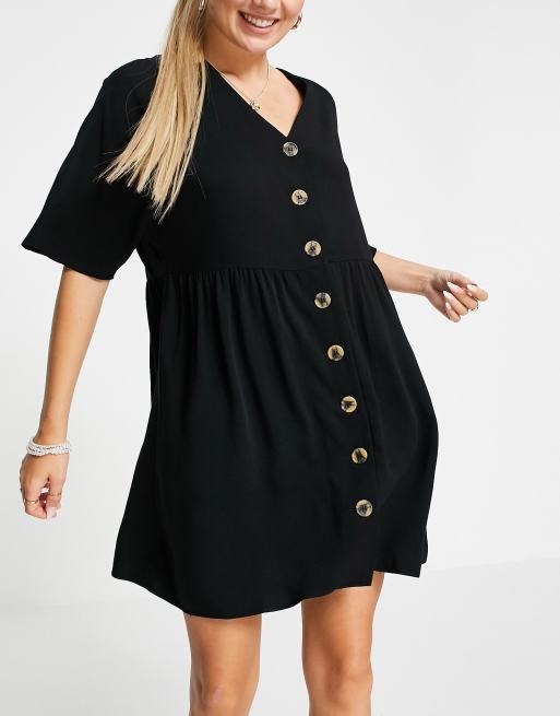 ASOS DESIGN – Svart, v-ringad smockklänning i minimodell med knäppning, 4 av 4