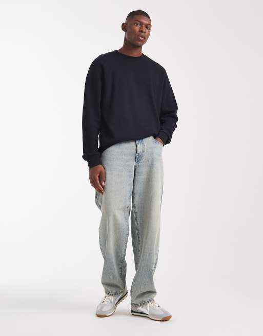 ASOS DESIGN – Svart, våfflad t-shirt i oversize med långa ärmar , 2 av 5
