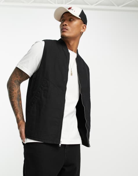 ASOS DESIGN – Svart väst med bomberkrage och tvättad finish - view 1