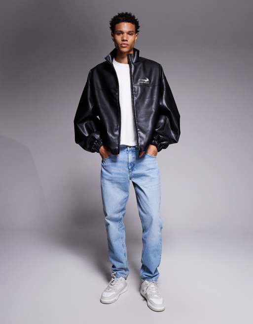 ASOS DESIGN – Svart vindjacka i läderimitation, 2 av 5