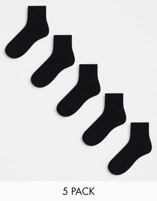 ASOS DESIGN – Svarta ankelstrumpor, 5-pack - view 1