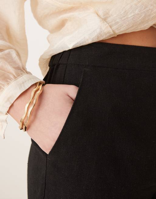 ASOS DESIGN – Svarta, avslappnade shorts i dad-modell och linnemix, 5 av 5