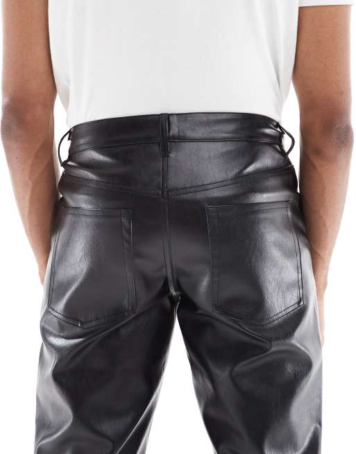 ASOS DESIGN – Svarta avsmalnande byxor i läderimitation, 5 av 5
