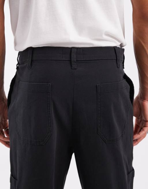 ASOS DESIGN – Svarta, avsmalnande cargobyxor med avslappnad passform och veck, 5 av 5