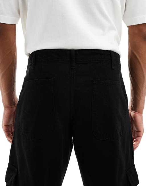 ASOS DESIGN – Svarta, avsmalnande cargobyxor med avslappnad passform och veck, 5 av 5