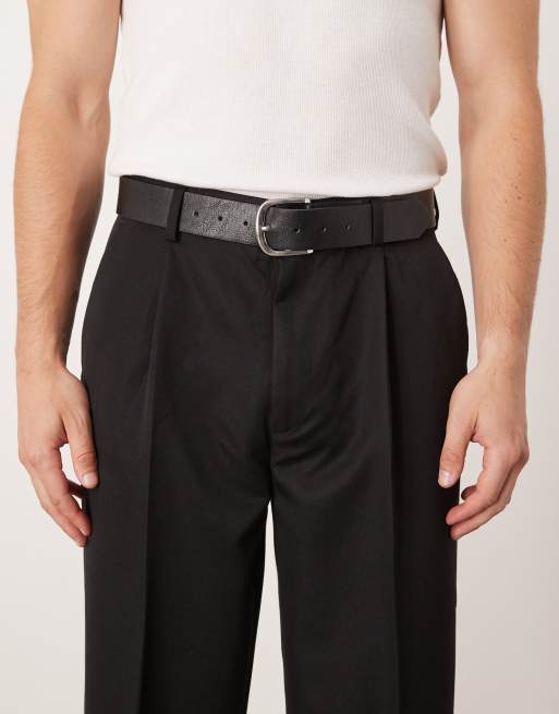 ASOS DESIGN – Svarta, avsmalnande finbyxor i oversize med veck, 4 av 5
