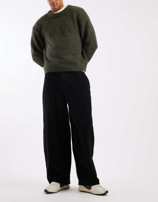 ASOS DESIGN – Svarta, baggy byxor i oversized fit och ojämn manchester, 2 av 5