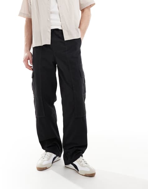 ASOS DESIGN – Svarta, baggy cargobyxor i dra på-stil - view 1