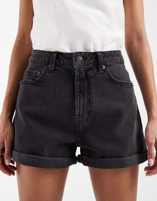 ASOS DESIGN – Svarta, bekväma jeansshorts i mom-modell, 5 av 5