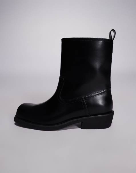 ASOS DESIGN – Svarta boots i dra på-stil med kontasterande kanter - view 1