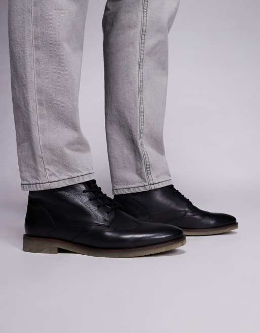 ASOS DESIGN – Svarta boots i läder med snörning, 2 av 4