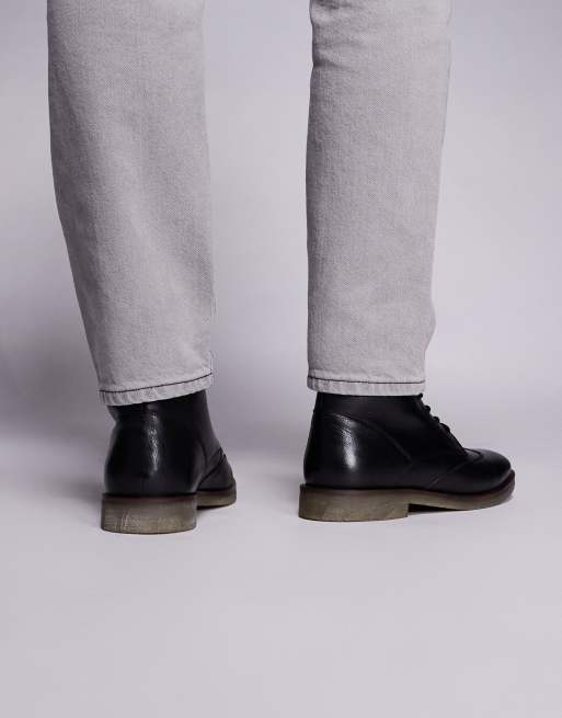 ASOS DESIGN – Svarta boots i läder med snörning, 4 av 4