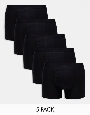 ASOS DESIGN – Svarta boxershorts i bomull, 5-pack - view 1