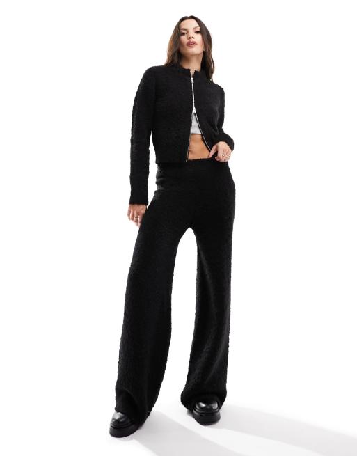ASOS DESIGN – Svarta byxor av fluffigt garn, del av set