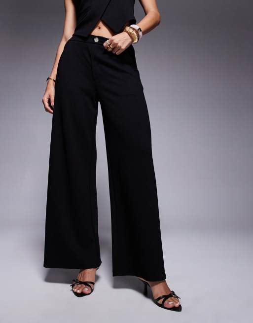 ASOS DESIGN – Svarta byxor i jersey-twill med vida ben, del av set, 2 av 5