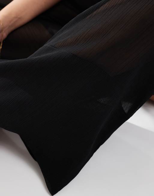 ASOS DESIGN – Svarta byxor med skirt överlager och elastisk midja , 3 av 5