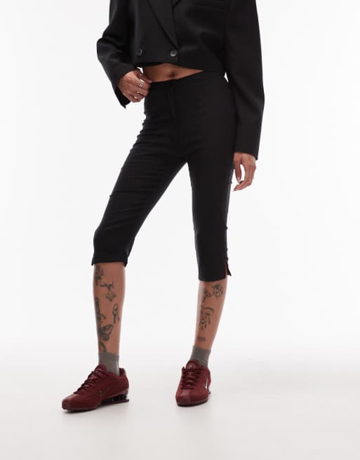 ASOS DESIGN – Svarta capribyxor med dekorativ söm och slits, 5 av 5