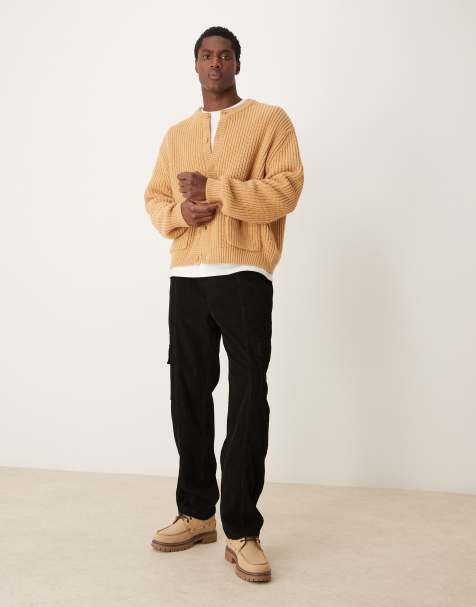 ASOS DESIGN – Svarta cargobyxor i manchester med rak passform - view 1