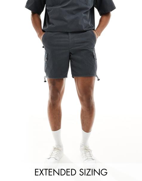 ASOS DESIGN – Svarta cargoshorts i ripstop med smal passform, del av set - view 1