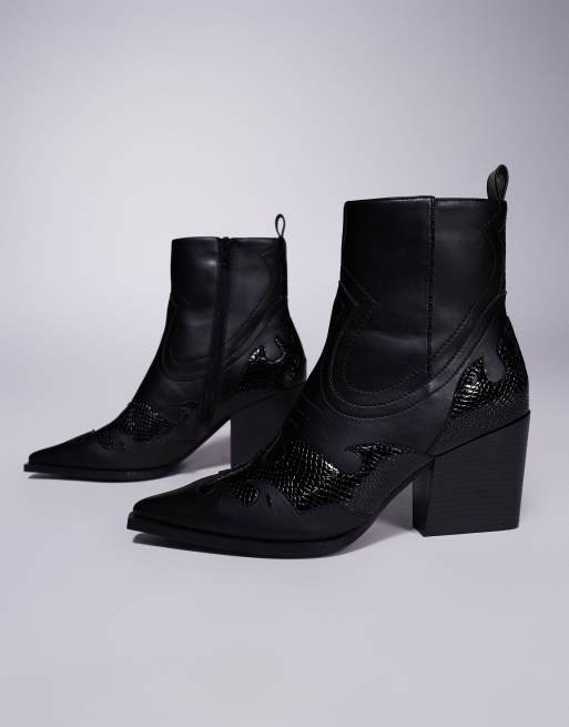 ASOS DESIGN – Svarta chelseaboots i cowboystil med kubansk klack, 3 av 4