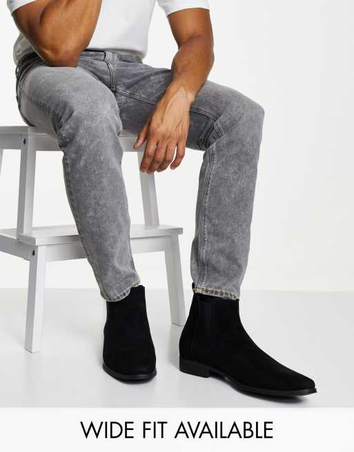 ASOS DESIGN – Svarta chelseaboots i mockaimitation