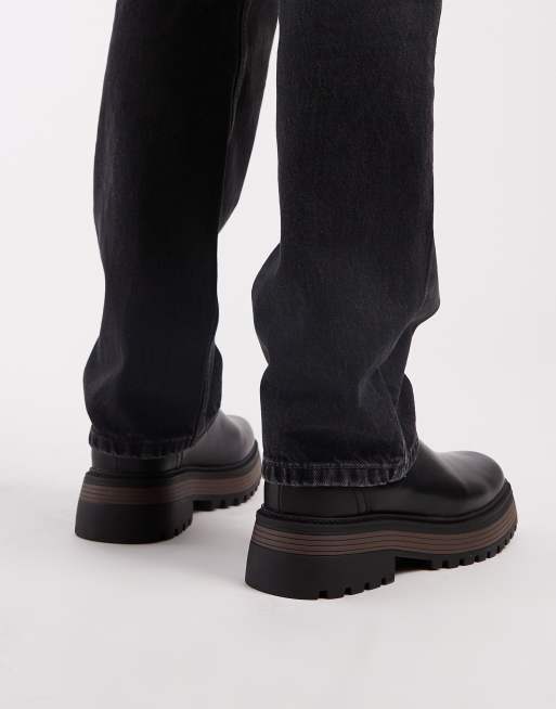 ASOS DESIGN – Svarta chelseaboots i skinn med tjock sula, 4 av 4
