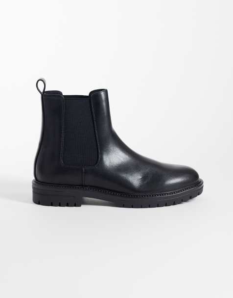 ASOS DESIGN – Svarta chelseaboots med räfflad sula - view 1
