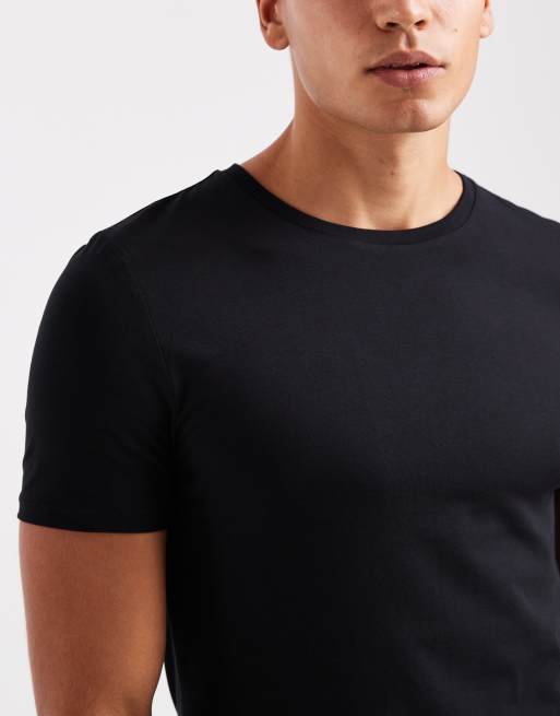 ASOS DESIGN – Svarta, enkla t-shirts i muscle fit, 2-pack, 5 av 5