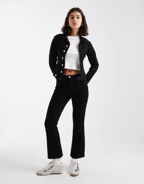 ASOS DESIGN – Svarta, figurnära och utsvängda jeans - view 1