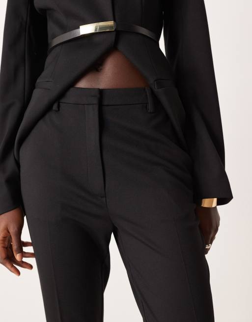 ASOS DESIGN – Svarta, figursydda byxor i ponte med raka ben, del av set , 3 av 5