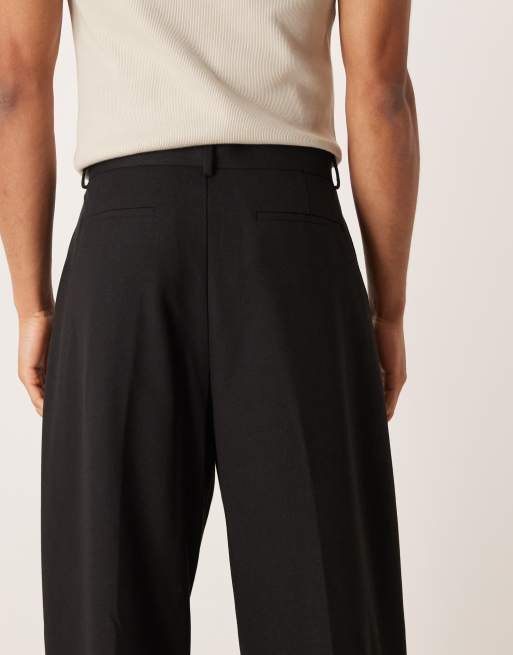 ASOS DESIGN – Svarta, figursydda byxor i ylleblandad twill med barrelben, 5 av 5