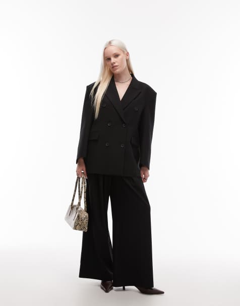 ASOS DESIGN – Svarta, figursydda byxor med supervida ben - view 1