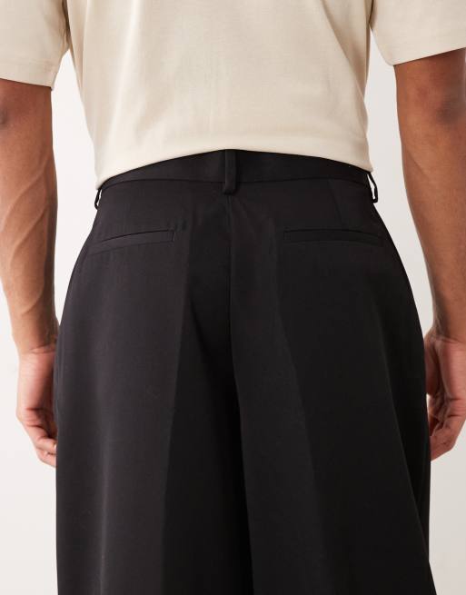 ASOS DESIGN – Svarta, figursydda byxor med vida barrelben och veck, 5 av 5