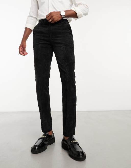 ASOS DESIGN – Svarta finbyxor av manchester med extra smal passform, del av set 