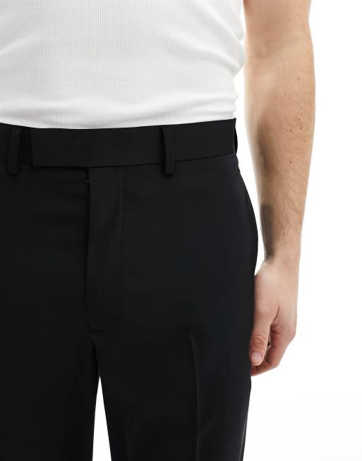 ASOS DESIGN – Svarta finbyxor av satin med raka ben och knärevor, 4 av 5