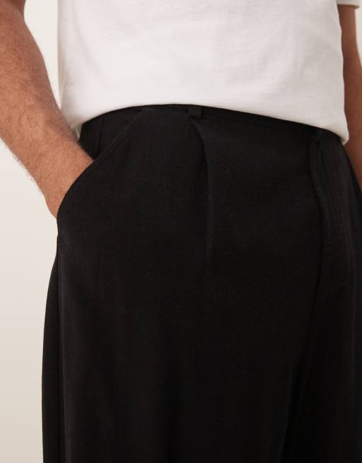 ASOS DESIGN – Svarta finbyxor i linne med hästskodesign, del av set, 2 av 5