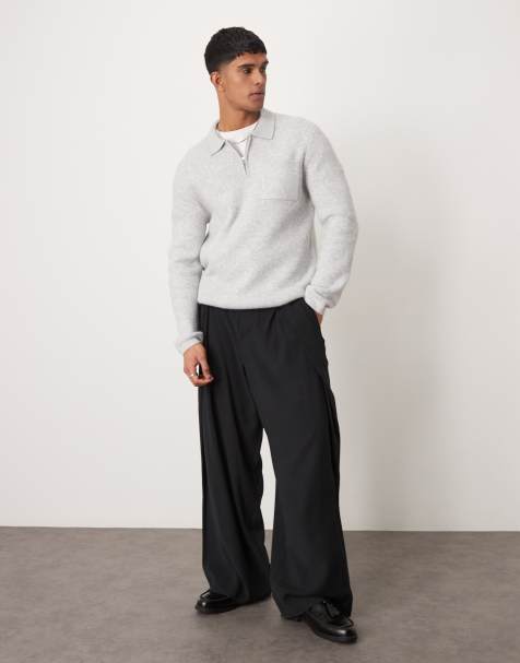 ASOS DESIGN – Svarta finbyxor i oversize med veck och omlottdesign - view 1