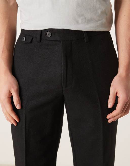 ASOS DESIGN – Svarta finbyxor i yllemix med raka ben och myntficka, 4 av 5
