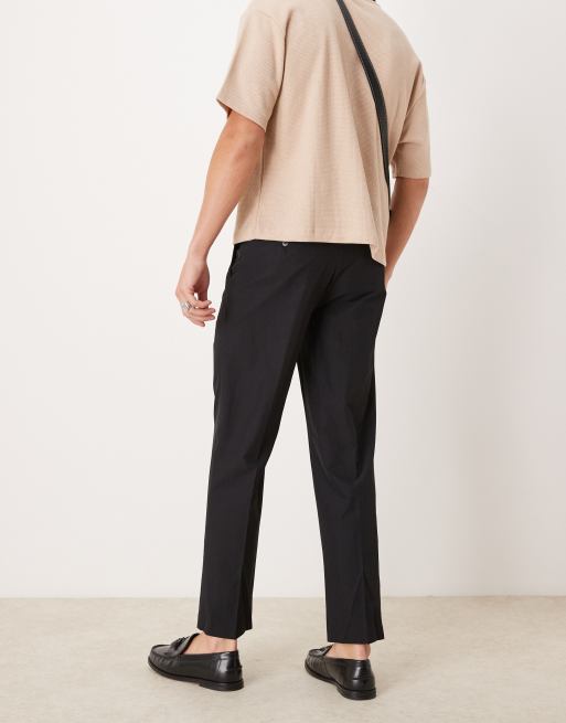 ASOS DESIGN – Svarta finbyxor med raka ben och knappdetalj, 4 av 5