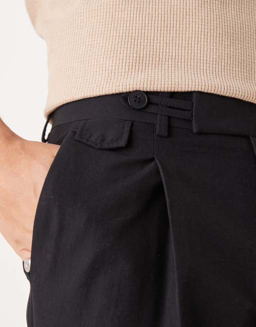 ASOS DESIGN – Svarta finbyxor med raka ben och knappdetalj, 5 av 5