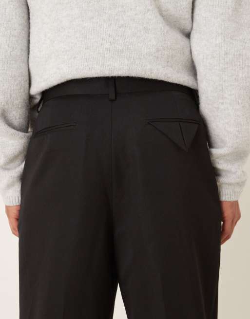 ASOS DESIGN – Svarta finbyxor med vida ben och bakficka, 4 av 5