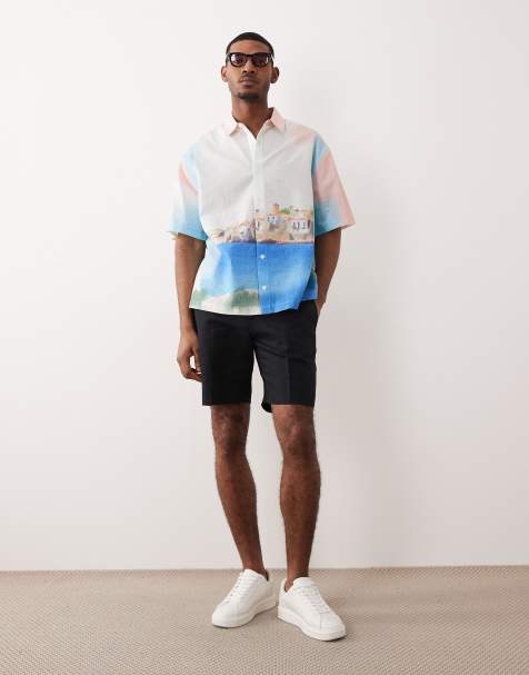 ASOS DESIGN – Svarta finshorts i linnerikt tyg med passformen regular fit - view 1