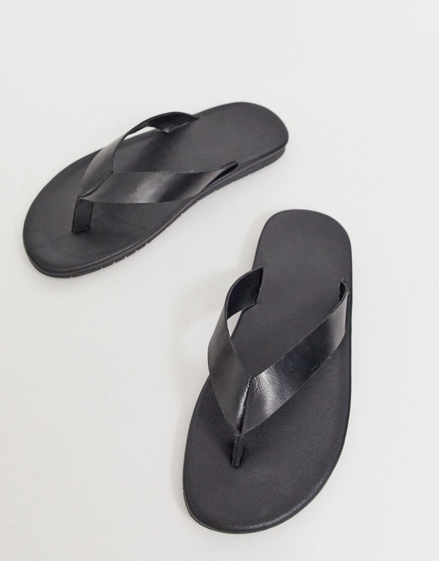 ASOS DESIGN – svarta flip flops i läder