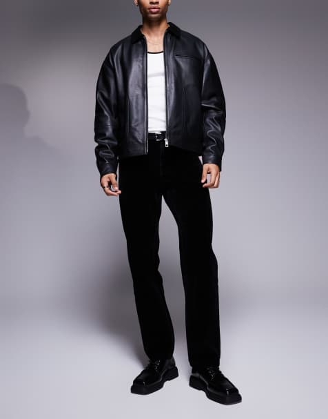 ASOS DESIGN – Svarta, flockade jeans med rak passform - view 1