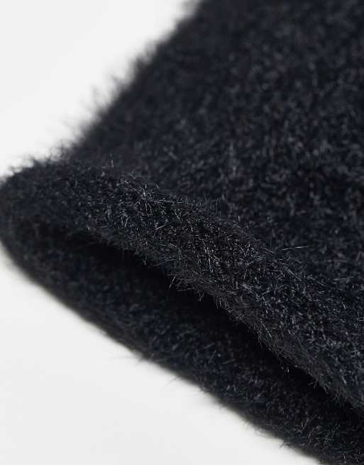 ASOS DESIGN – Svarta fluffiga handvärmare med långa ärmar, 4 av 4