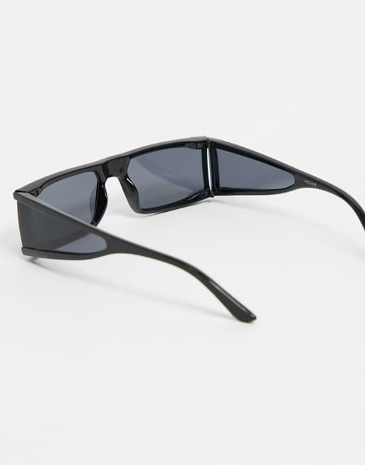 ASOS DESIGN – Svarta, fyrkantiga solglasögon med sidoglas, 2 av 4