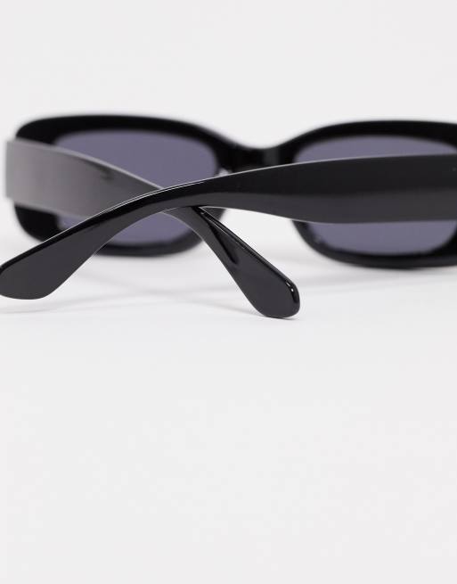 ASOS DESIGN – Svarta, fyrkantiga solglasögon med slipad kant, 4 av 4
