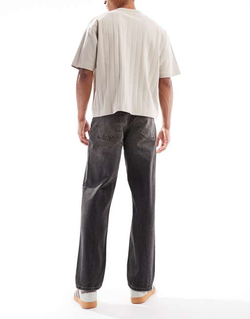 ASOS DESIGN – Svarta, gultonade, tvättade jeans med rak passform, 2 av 5