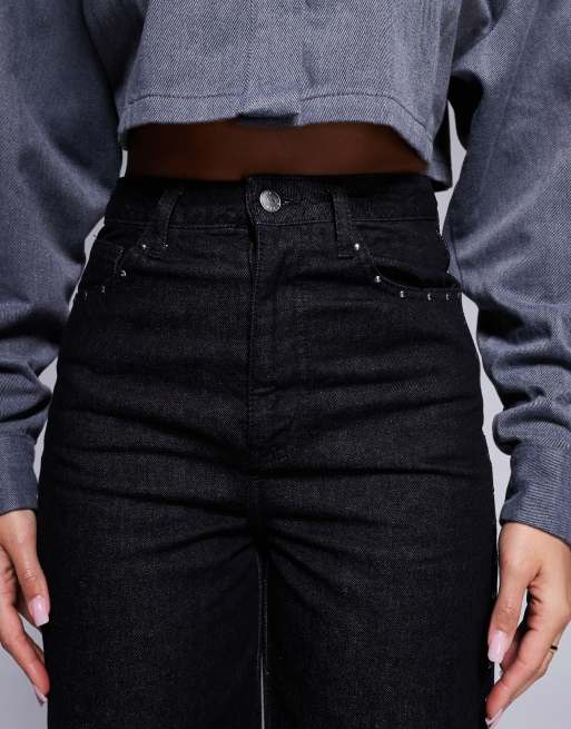 ASOS DESIGN – Svarta jeans i kort design med raka ben och nitar, 5 av 5