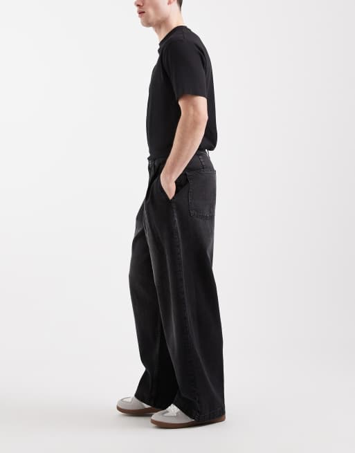 ASOS DESIGN – Svarta jeans med barrelben och veck, 2 av 5